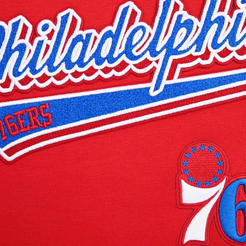 Philadelphia 76ers Pro Standard Women's Script Tail Cropped Pullover Hoodie Red outlet