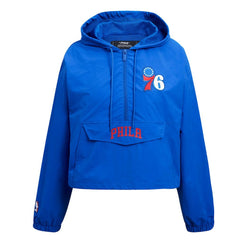 Philadelphia 76ers Pro Standard Classic Wind Woven Cropped Half-Zip Jacket Royal