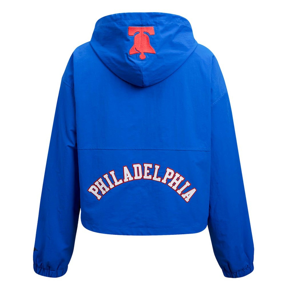 Philadelphia 76ers Pro Standard Classic Wind Woven Cropped Half-Zip Jacket Royal