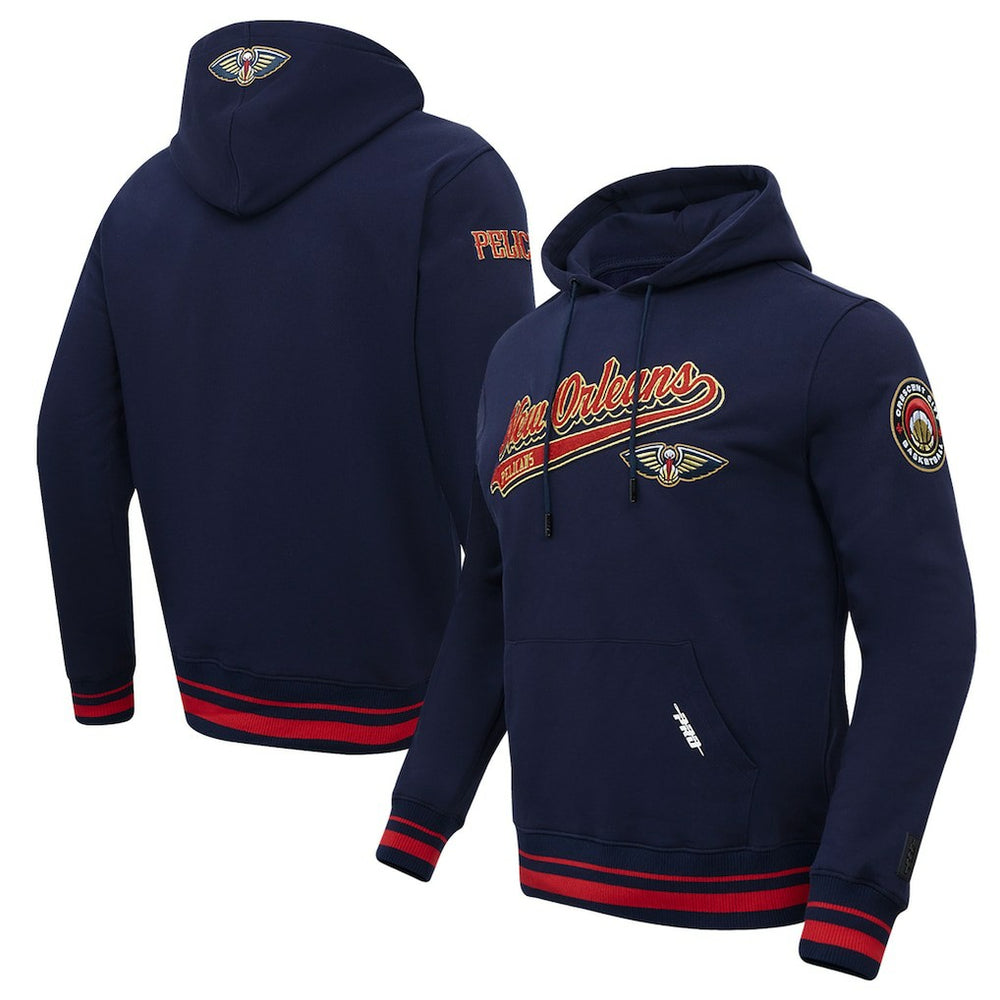 New Orleans Pelicans Pro Standard Script Tail Pullover Hoodie Navy outlet