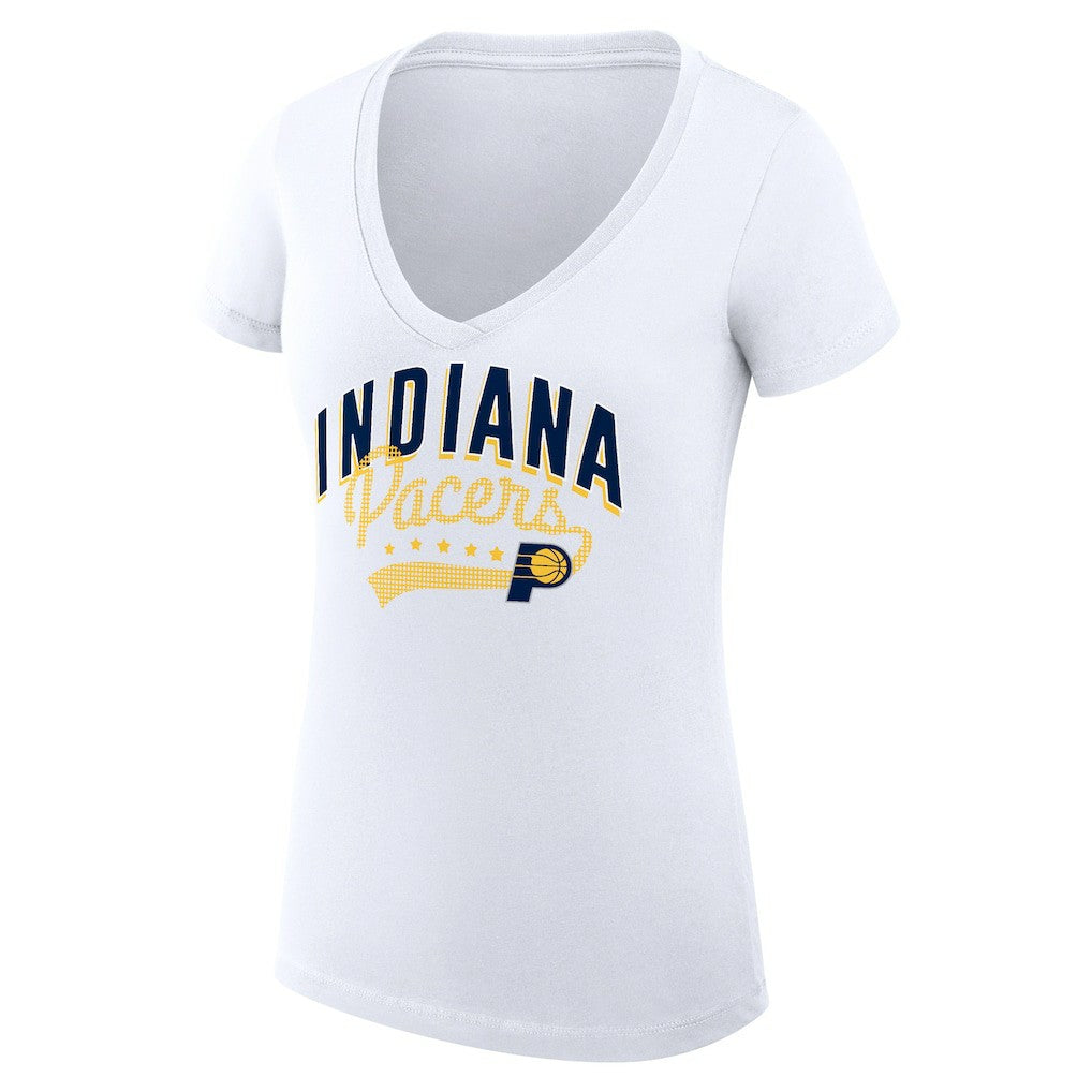 Indiana Pacers G-III 4Her by Carl Banks Women's Super-Slim Fit Lightweight Filigree Logo V-Neck T-Shirt - White
