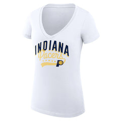 Indiana Pacers G-III 4Her by Carl Banks Women's Super-Slim Fit Lightweight Filigree Logo V-Neck T-Shirt - White
