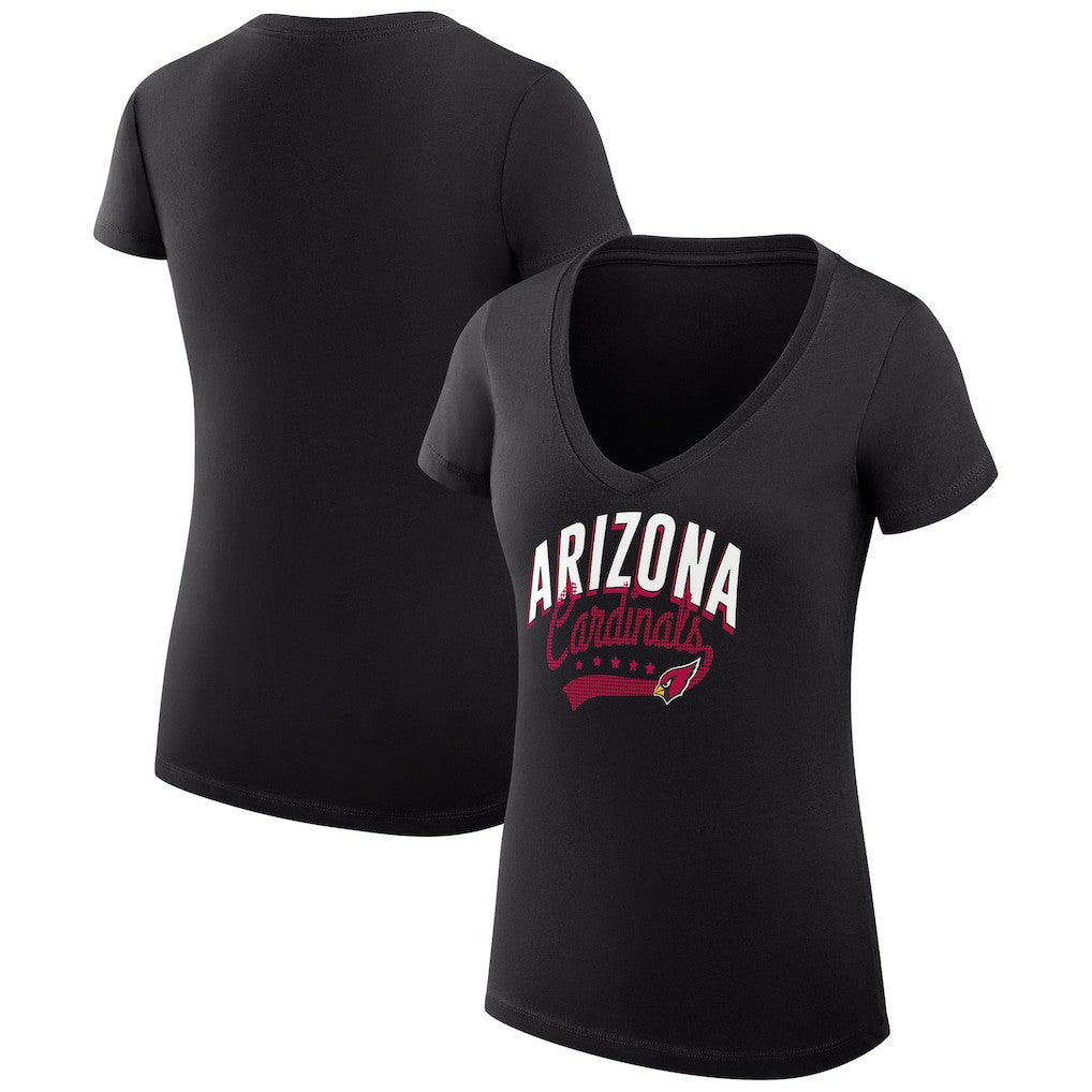 Arizona Cardinals G-III 4Her by Carl Banks Women's Super-Slim Fit Lightweight Filigree Logo Lightweight V-Neck T-Shirt - Black