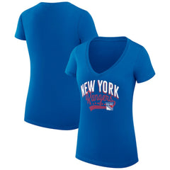 New York Rangers G-III 4Her by Carl Banks Women's Super-Slim Fit Lightweight Filigree Logo V-Neck T-Shirt – Blue | US 200559489