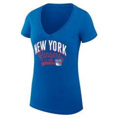 New York Rangers G-III 4Her by Carl Banks Women's Super-Slim Fit Lightweight Filigree Logo V-Neck T-Shirt – Blue | US 200559489
