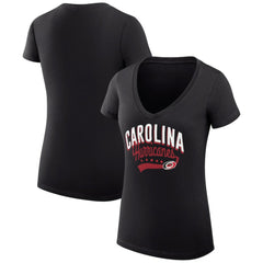Carolina Hurricanes G-III 4Her by Carl Banks Women's Super-Slim Fit Lightweight Filigree Logo V-Neck T-Shirt – Black | US 200559505