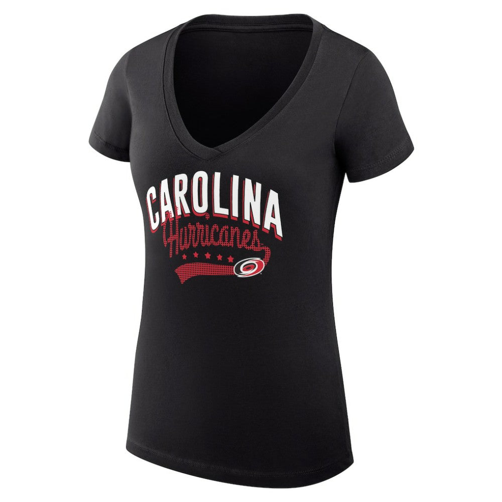 Carolina Hurricanes G-III 4Her by Carl Banks Women's Super-Slim Fit Lightweight Filigree Logo V-Neck T-Shirt – Black | US 200559505