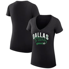 Dallas Stars G-III 4Her by Carl Banks Women's Super-Slim Fit Lightweight Filigree Logo V-Neck T-Shirt – Black | US 200559508