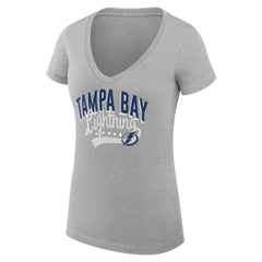 Tampa Bay Lightning G-III 4Her by Carl Banks Women's Super-Slim Fit Lightweight Filigree Logo V-Neck T-Shirt – Gray | US 200559551