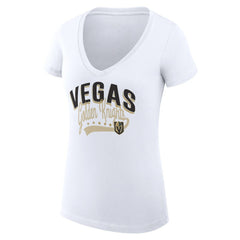 Vegas Golden Knights G-III 4Her by Carl Banks Women's Super-Slim Fit Lightweight Filigree Logo V-Neck T-Shirt – White | US 200559591