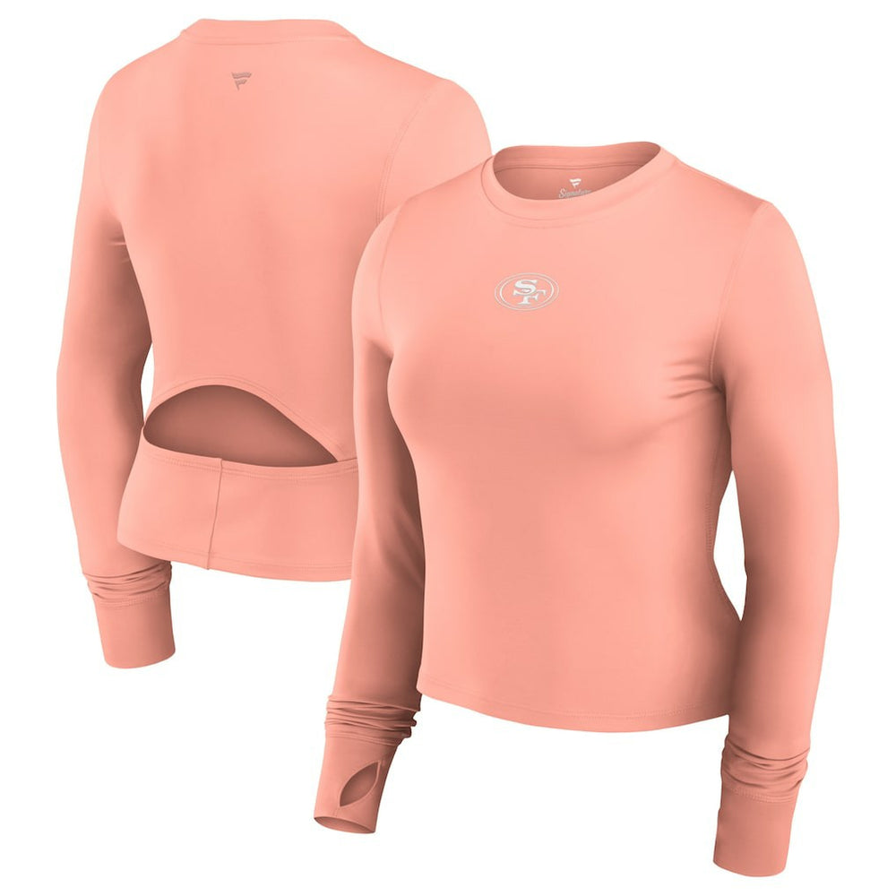 San Francisco 49ers Women's Studio Fitted Long Sleeve Gym Top - Coral Tops