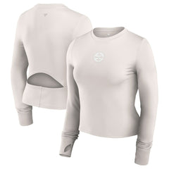Pittsburgh Steelers Women's Studio Fitted Long Sleeve Gym Top - White Tops