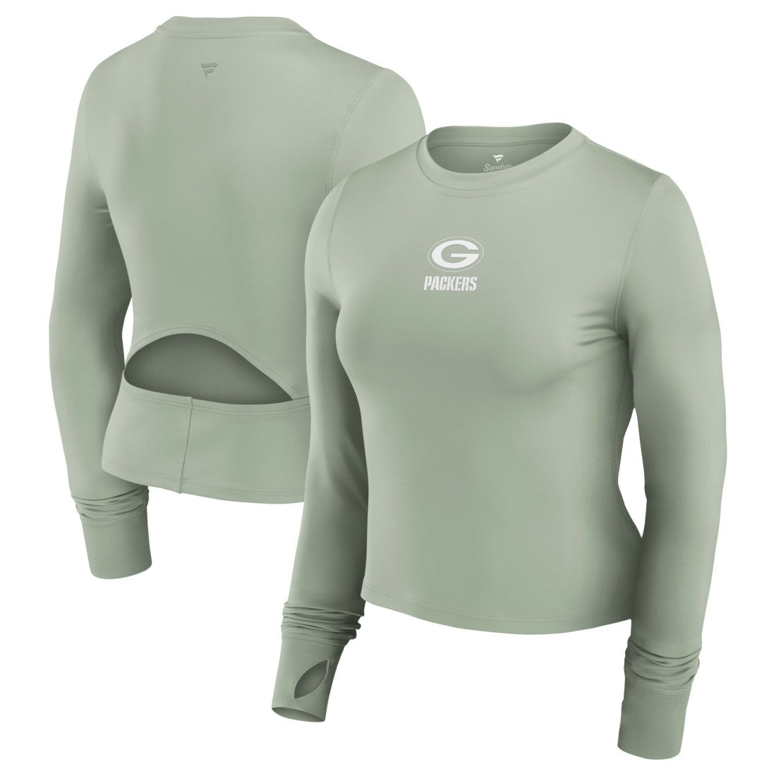 Green Bay Packers Women's Studio Fitted Long Sleeve Gym Top - Green Tops