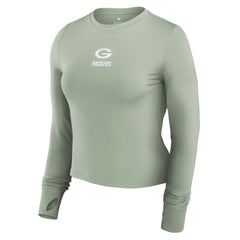 Green Bay Packers Women's Studio Fitted Long Sleeve Gym Top - Green Tops