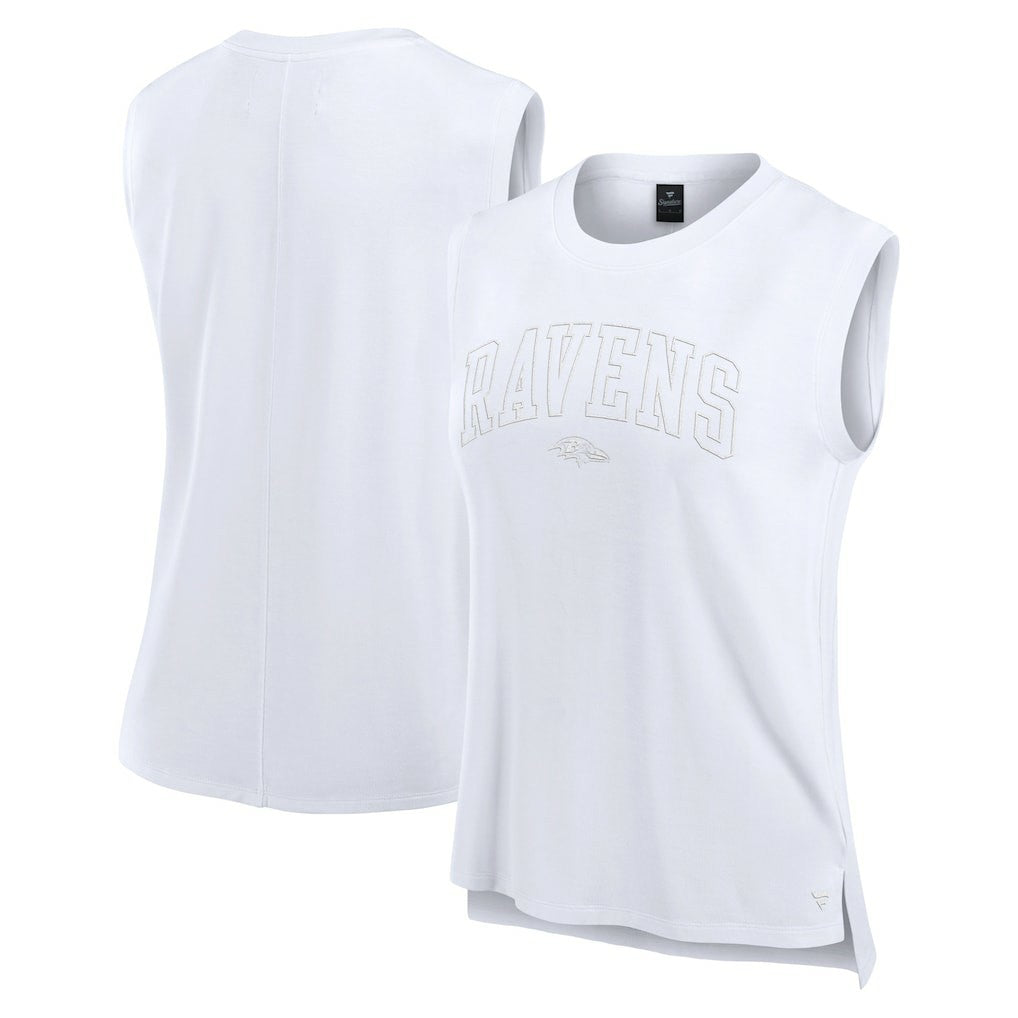 Baltimore Ravens Women's Studio Gym Tank Top - White Tops
