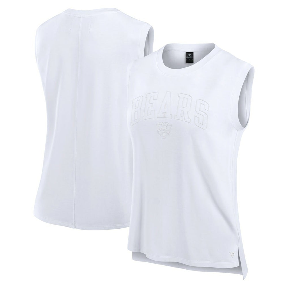 Chicago Bears Women's Studio Gym Tank Top - White Tops