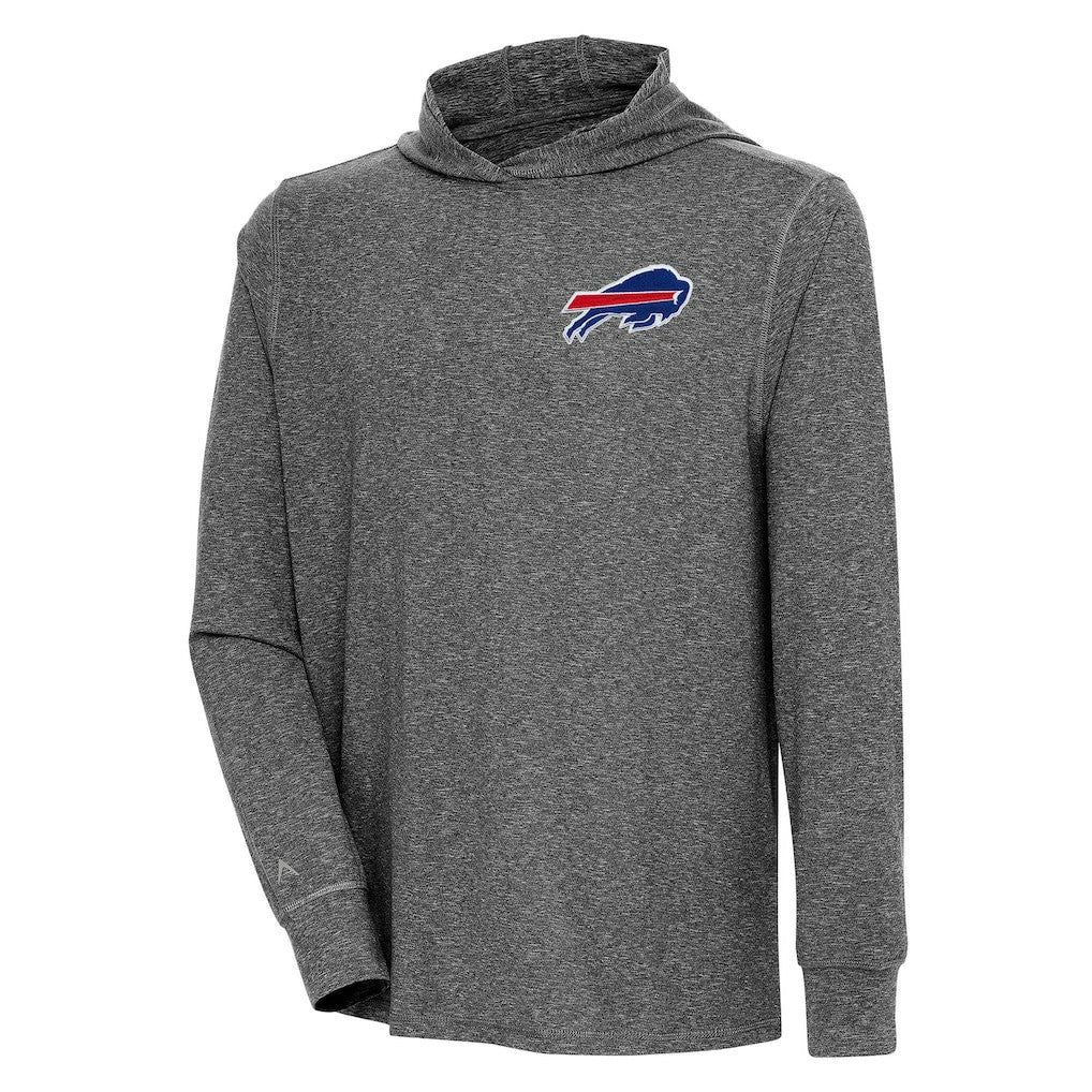 Buffalo Bills Antigua Saga Long Sleeve Hoodie T-Shirt - Heather Black Hoodies