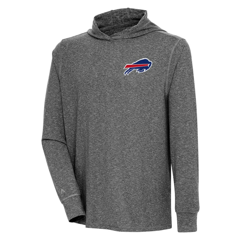 Buffalo Bills Antigua Saga Long Sleeve Hoodie T-Shirt - Heather Black Hoodies