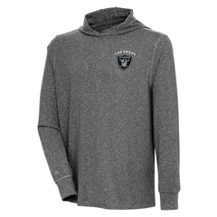 Las Vegas Raiders Antigua Saga Long Sleeve Hoodie T-Shirt - Heather Black Hoodies