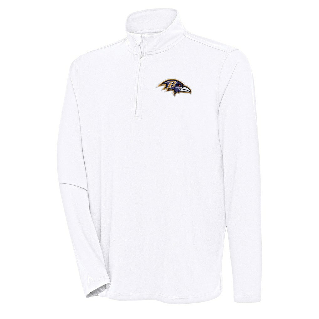 Baltimore Ravens Antigua Hunk Quarter-Zip Pullover Top - White Pullover