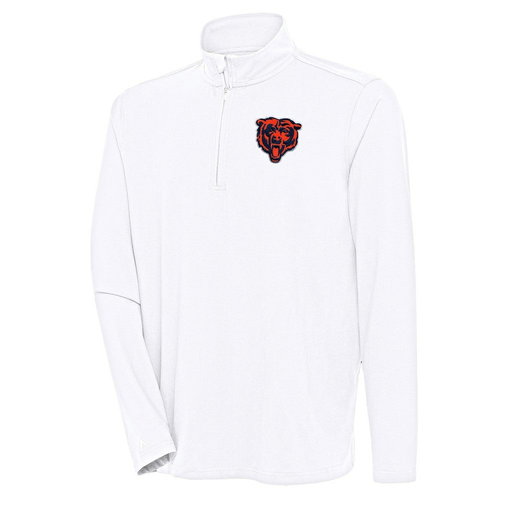 Chicago Bears Antigua Hunk Quarter-Zip Pullover Top - White Pullover