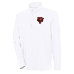 Chicago Bears Antigua Hunk Quarter-Zip Pullover Top - White Pullover