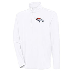 Denver Broncos Antigua Hunk Quarter-Zip Pullover Top - White Pullover