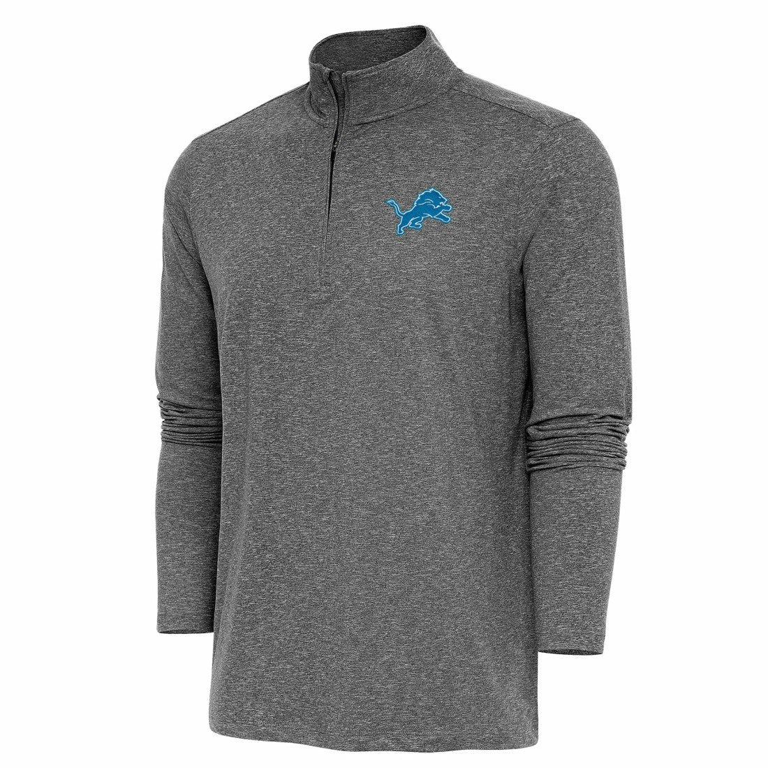 Detroit Lions Antigua Hunk Quarter-Zip Pullover Top - Heather Black Pullover