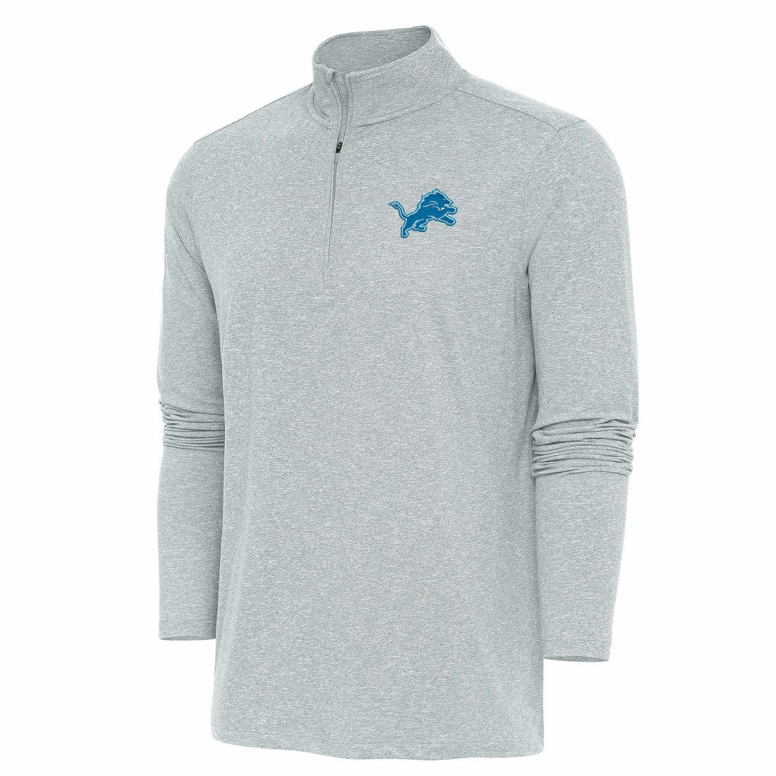 Detroit Lions Antigua Hunk Quarter-Zip Pullover Top - Heather Gray Pullover