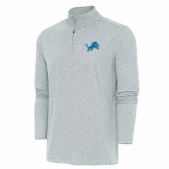 Detroit Lions Antigua Hunk Quarter-Zip Pullover Top - Heather Gray Pullover