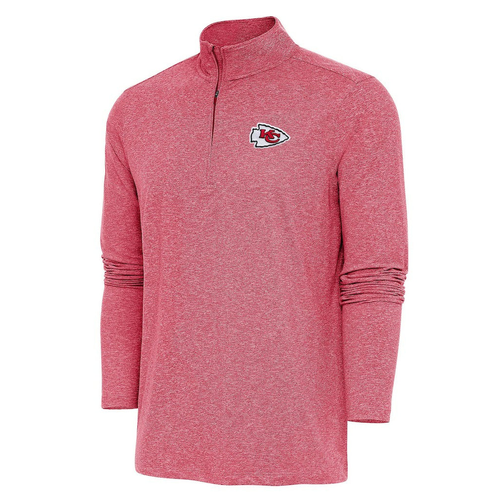 Kansas City Chiefs Antigua Hunk Quarter-Zip Pullover Top - Heather Red Pullover
