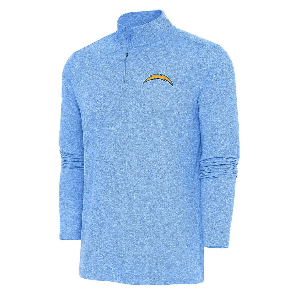 Los Angeles Chargers Antigua Hunk Quarter-Zip Pullover Top - Heather Powder Blue Pullover