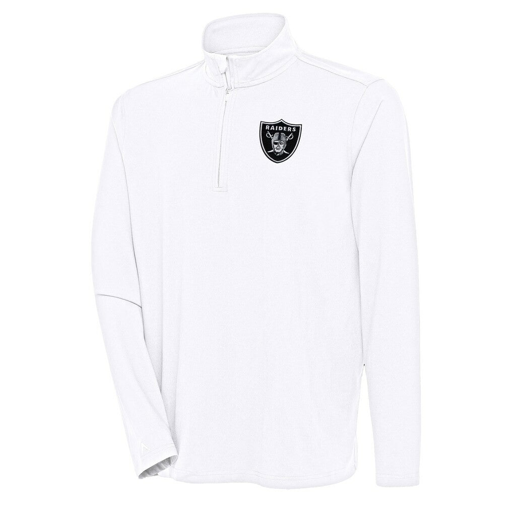 Las Vegas Raiders Antigua Hunk Quarter-Zip Pullover Top - White Pullover