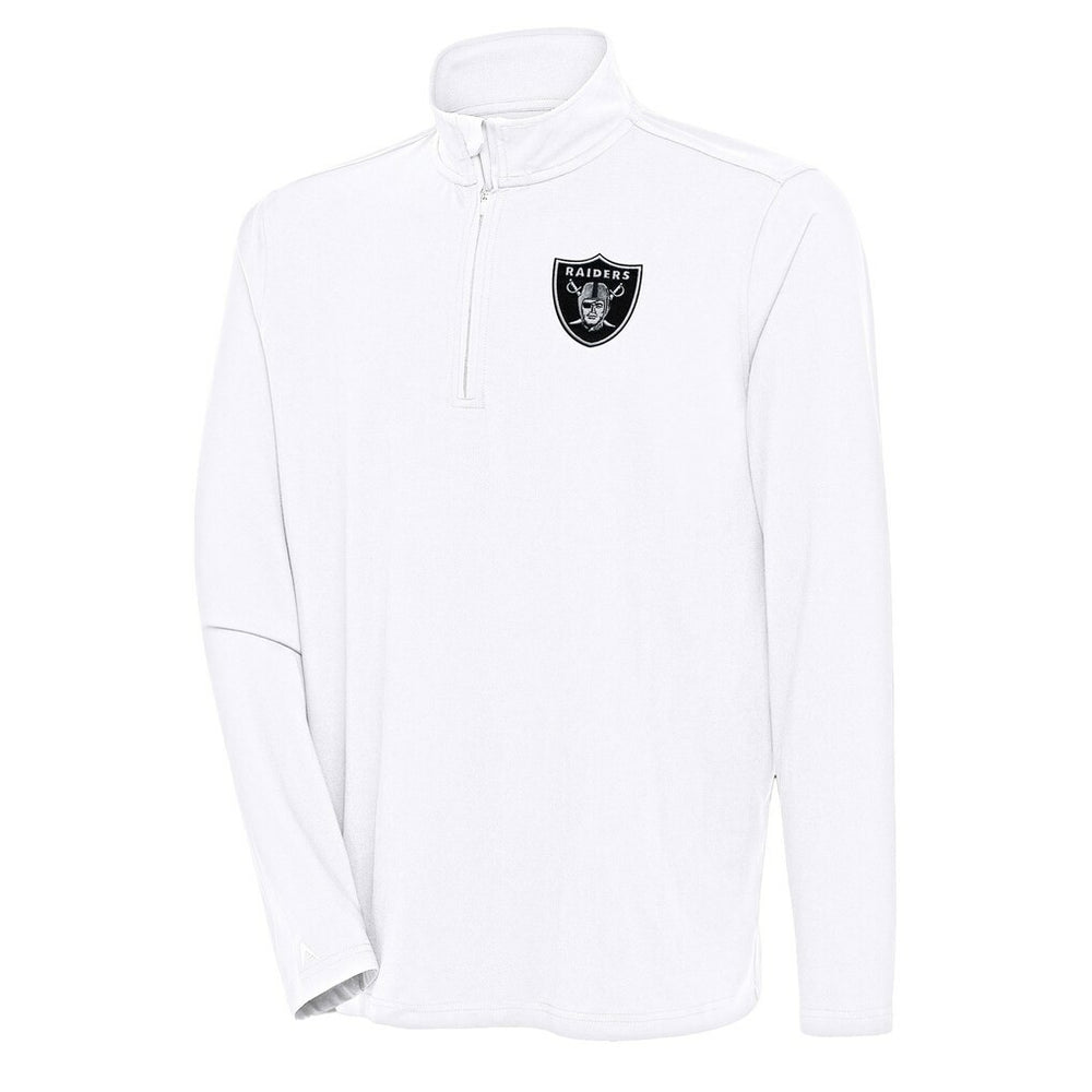 Las Vegas Raiders Antigua Hunk Quarter-Zip Pullover Top - White Pullover