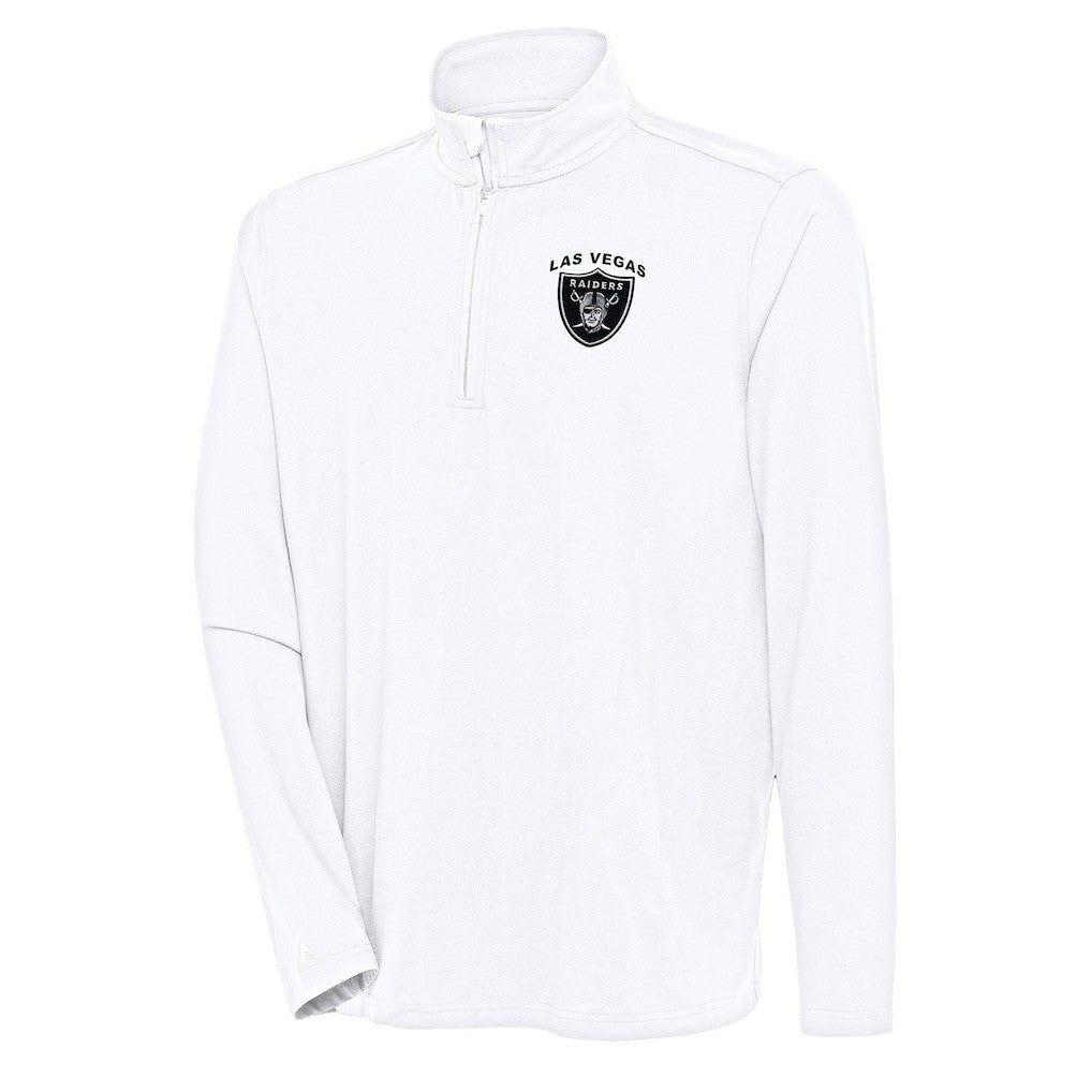 Las Vegas Raiders Antigua Hunk Quarter-Zip Pullover Top - White Pullover