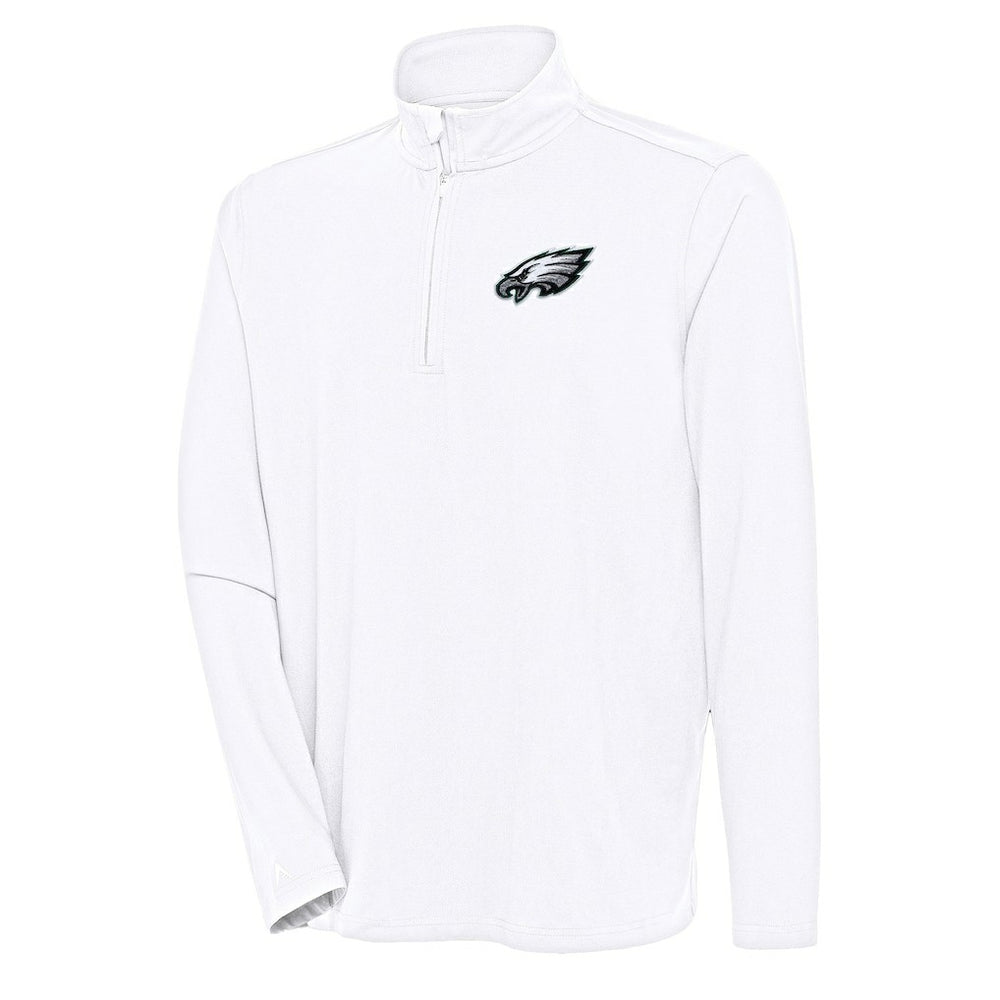 Philadelphia Eagles Antigua Hunk Quarter-Zip Pullover Top - White Pullover