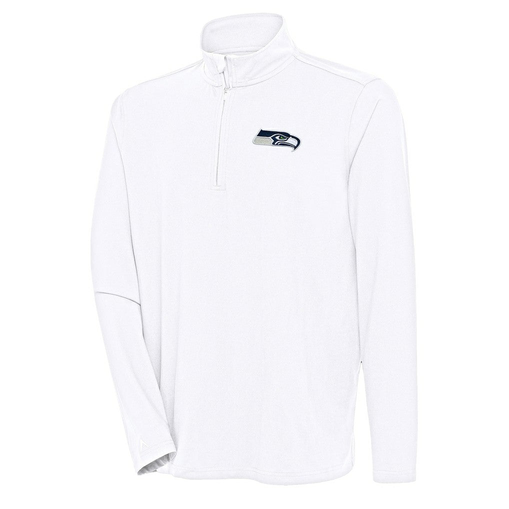 Seattle Seahawks Antigua Hunk Quarter-Zip Pullover Top - White Pullover