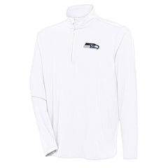 Seattle Seahawks Antigua Hunk Quarter-Zip Pullover Top - White Pullover