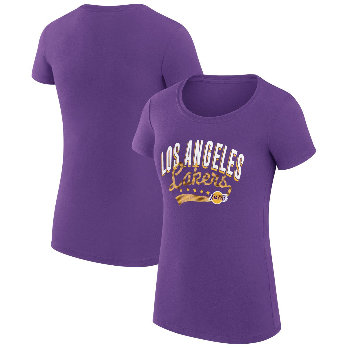 Los Angeles Lakers G-III 4Her by Carl Banks Women's Super-Slim Fit Lightweight Filigree Logo T-Shirt - Purple