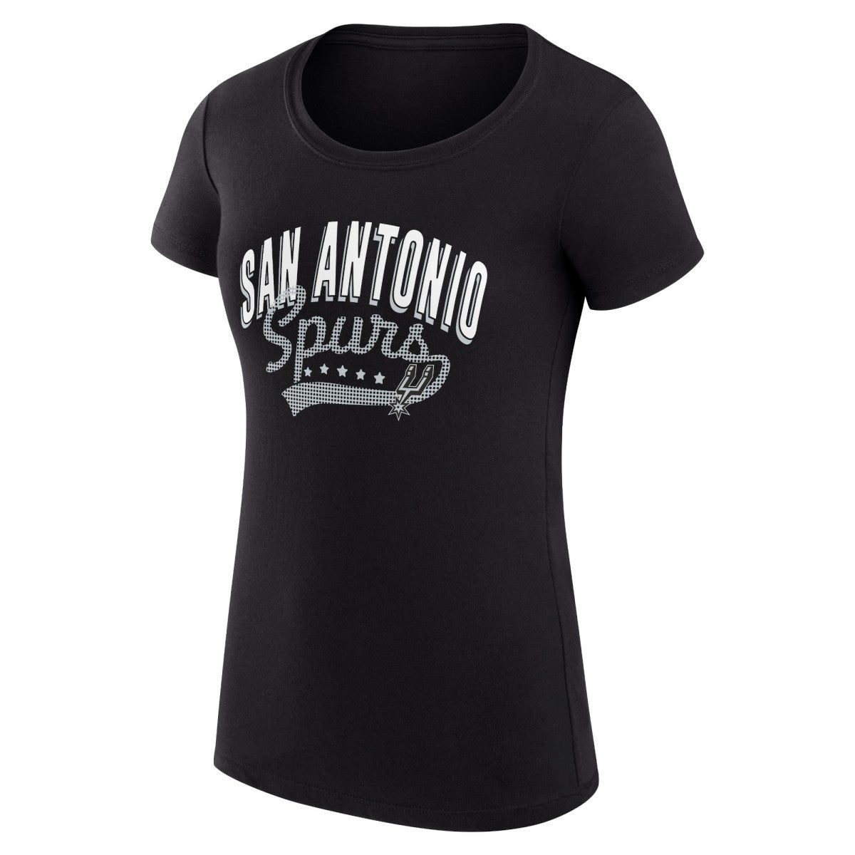 San Antonio Spurs G-III 4Her by Carl Banks Women's Super-Slim Fit Lightweight Filigree Logo T-Shirt - Black