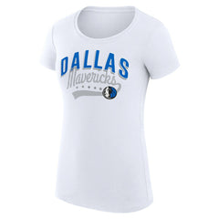 Dallas Mavericks G-III 4Her by Carl Banks Women's Super-Slim Fit Lightweight Filigree Logo T-Shirt - White