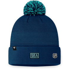 Seattle Kraken Fanatics 2024 NHL Draft Cuffed Knit Hat with Pom - Deep Sea Blue | US 200562119