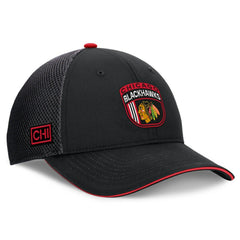 Chicago Blackhawks Fanatics 2024 NHL Draft On Stage Trucker Adjustable Hat - Black | US 200562163