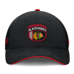 Chicago Blackhawks Fanatics 2024 NHL Draft On Stage Trucker Adjustable Hat - Black | US 200562163