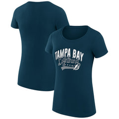 Tampa Bay Lightning G-III 4Her by Carl Banks Women's Super-Slim Fit Lightweight Filigree Logo T-Shirt – Navy | US 200563452