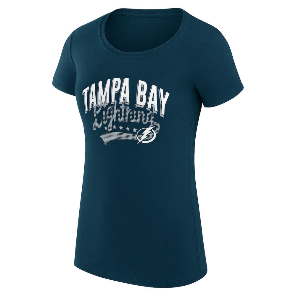 Tampa Bay Lightning G-III 4Her by Carl Banks Women's Super-Slim Fit Lightweight Filigree Logo T-Shirt – Navy | US 200563452