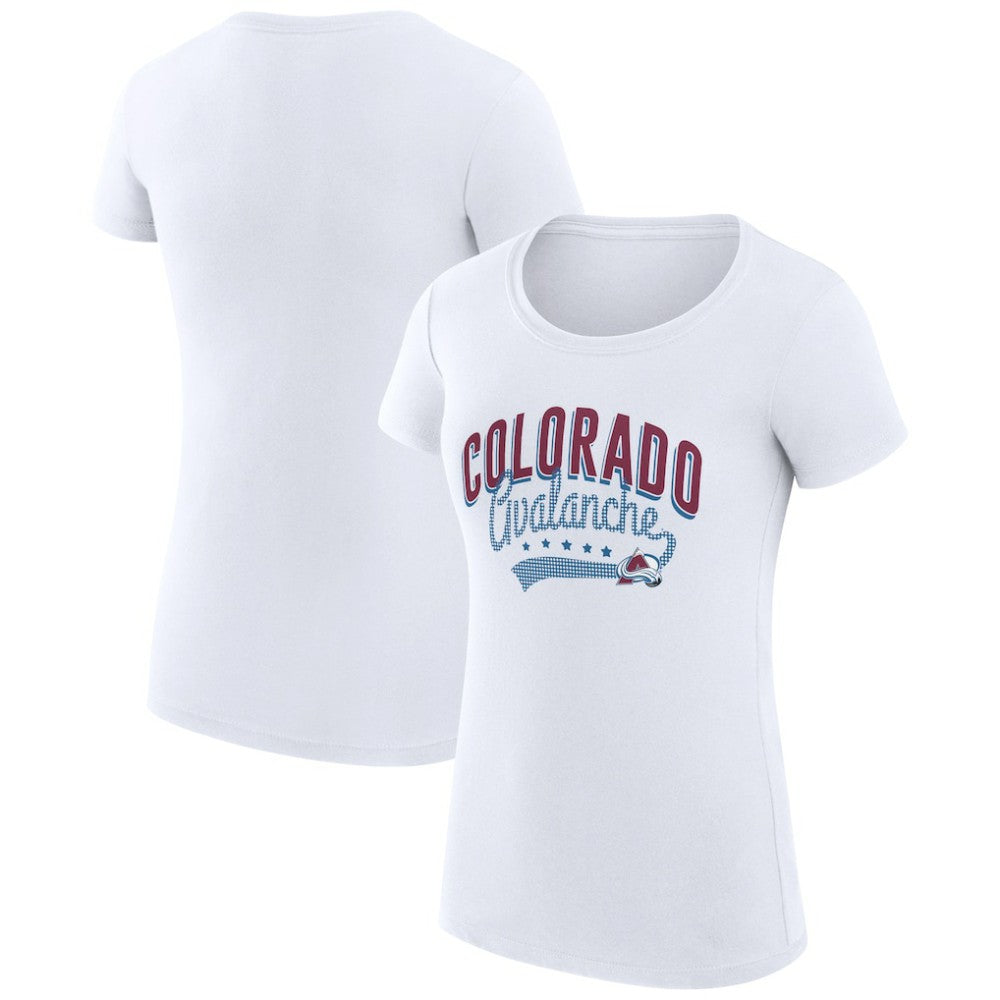Colorado Avalanche G-III 4Her by Carl Banks Women's Super-Slim Fit Lightweight Filigree Logo T-Shirt – White | US 200563495