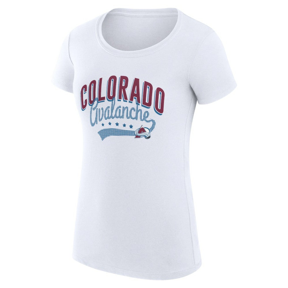 Colorado Avalanche G-III 4Her by Carl Banks Women's Super-Slim Fit Lightweight Filigree Logo T-Shirt – White | US 200563495