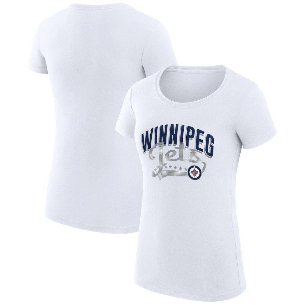 Winnipeg Jets G-III 4Her by Carl Banks Women's Super-Slim Fit Lightweight Filigree Logo T-Shirt – White | US 200563520