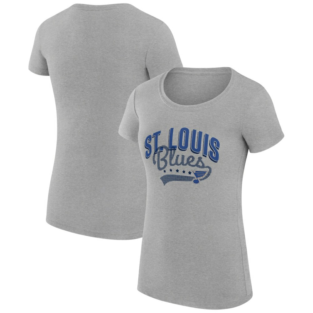 St. Louis Blues G-III 4Her by Carl Banks Women's Super-Slim Fit Lightweight Filigree Logo T-Shirt – Gray | US 200563546
